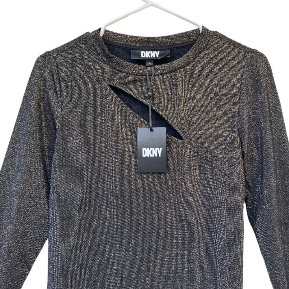 Dkny Metallic Gold Keyhole Top M New - Picture 4 of 11